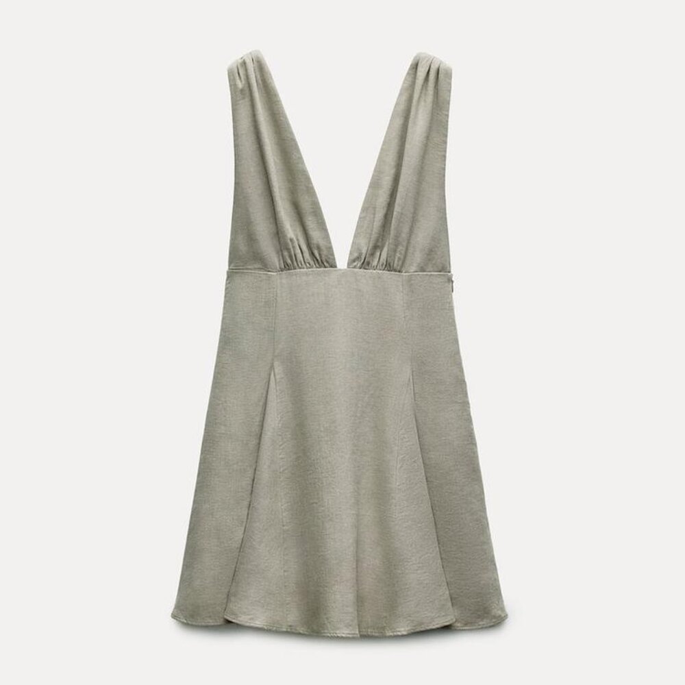 Zara Linen Blend Short Dress NWT